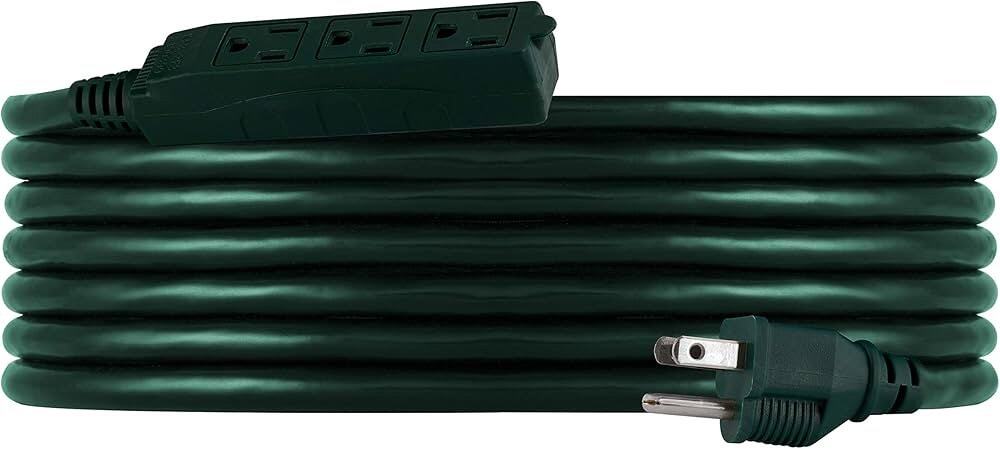 Philips 15ft Outdoor Extension Cord 3-Outlet Green SPS1033GE/27 New